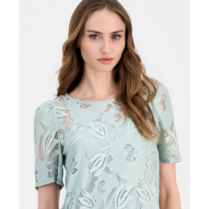 Anne Klein Women's Short-Sleeve Floral Lace Top