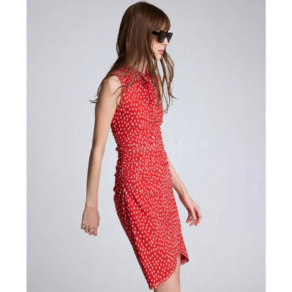 Kenneth Cole Women's Cowl Neck Polka Dot Side Asymmetrical Mini Dress