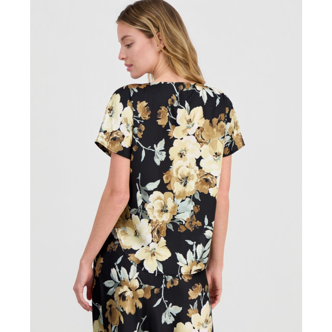 Anne Klein Women's Floral-Print Bateau-Neck Top, Regular & Petite