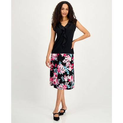 Kasper Women's Mixed-Media Ruffled Top, Regular & Petite