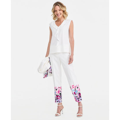 Kasper Women's Mixed-Media Ruffled Top, Regular & Petite