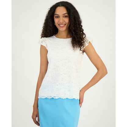 Kasper Women's Lace Flutter-Sleeve Top, Regular & Petite