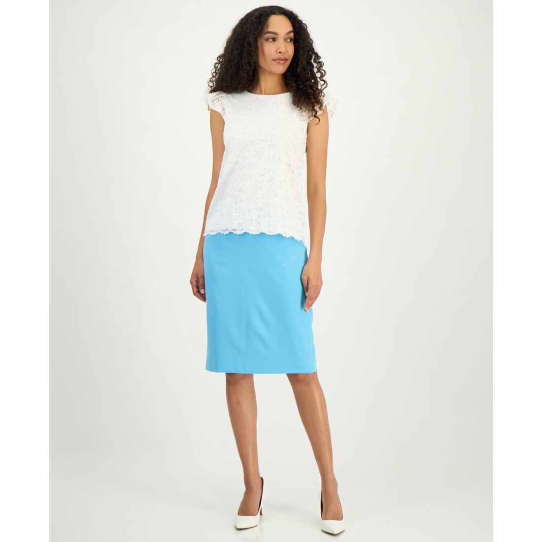 Kasper Women's Lace Flutter-Sleeve Top, Regular & Petite