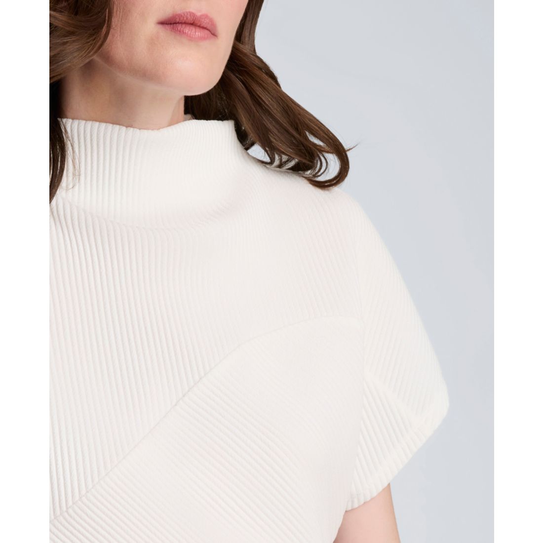 Kenneth Cole Women's Asymmetrical Hem Mock Neck T-Shirt