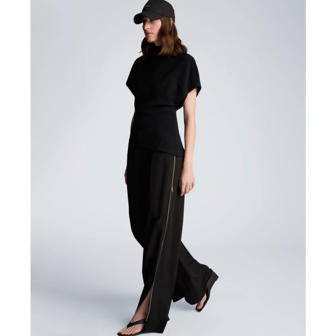 Kenneth Cole Women's Asymmetrical Hem Mock Neck T-Shirt
