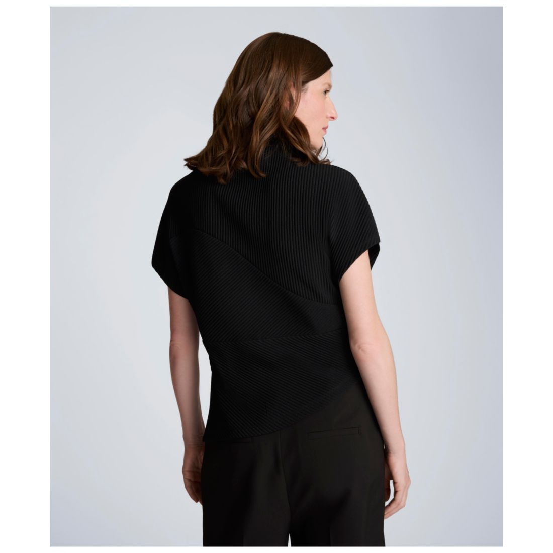 Kenneth Cole Women's Asymmetrical Hem Mock Neck T-Shirt