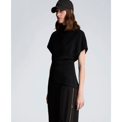 Kenneth Cole Women's Asymmetrical Hem Mock Neck T-Shirt
