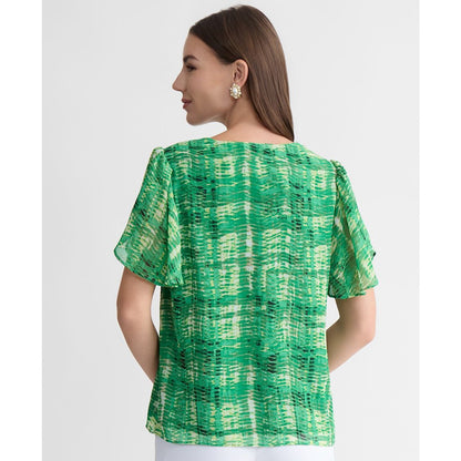 Kasper Women's Plaid Tulip-Sleeve Blouse