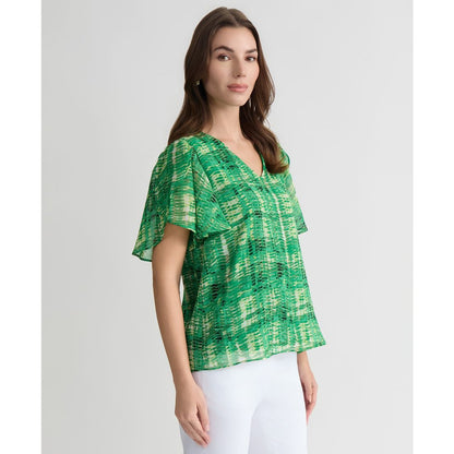 Kasper Women's Plaid Tulip-Sleeve Blouse