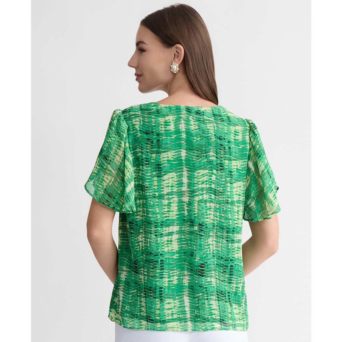 Kasper Women's Plaid Tulip-Sleeve Blouse