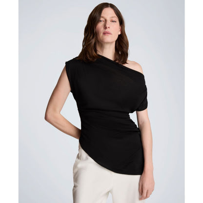 Kenneth Cole Women's Asymmetrical Drape Short-Sleeve Top