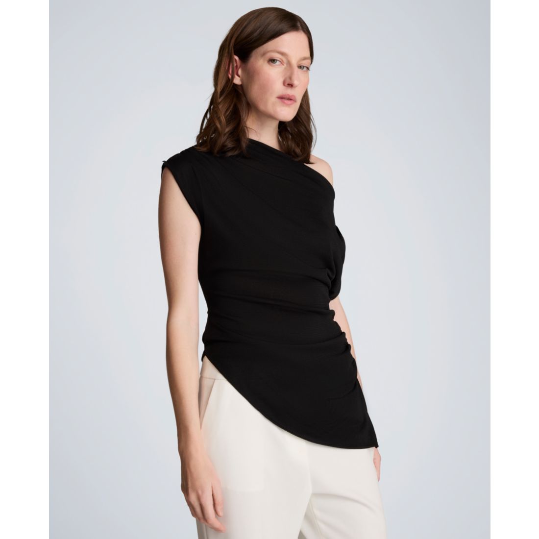 Kenneth Cole Women's Asymmetrical Drape Short-Sleeve Top
