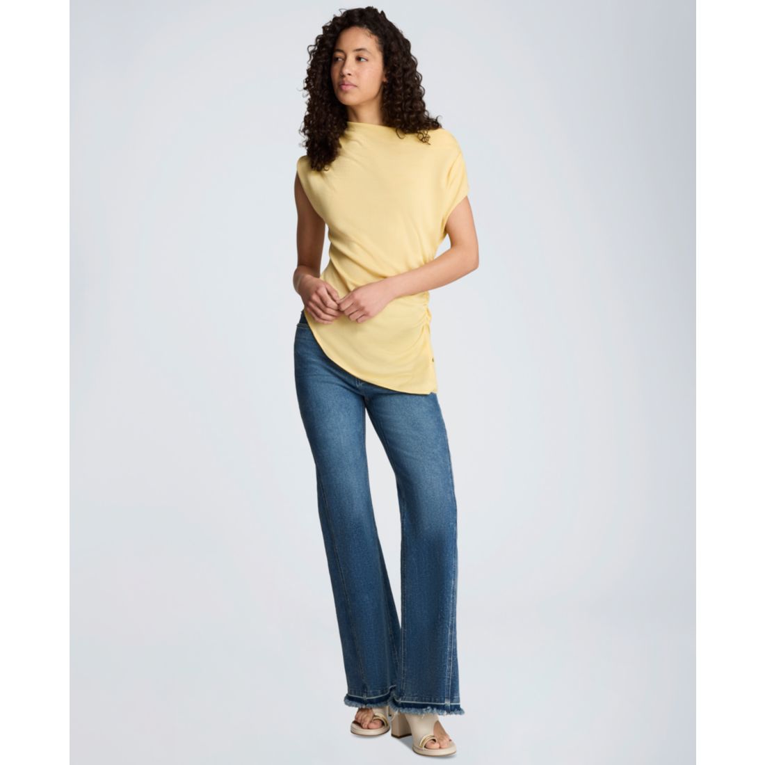 Kenneth Cole Women's Asymmetrical Drape Short-Sleeve Top