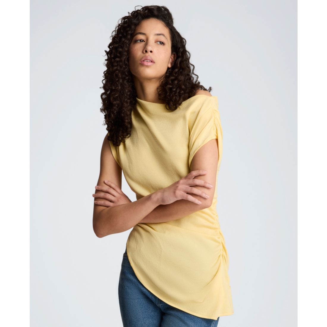Kenneth Cole Women's Asymmetrical Drape Short-Sleeve Top