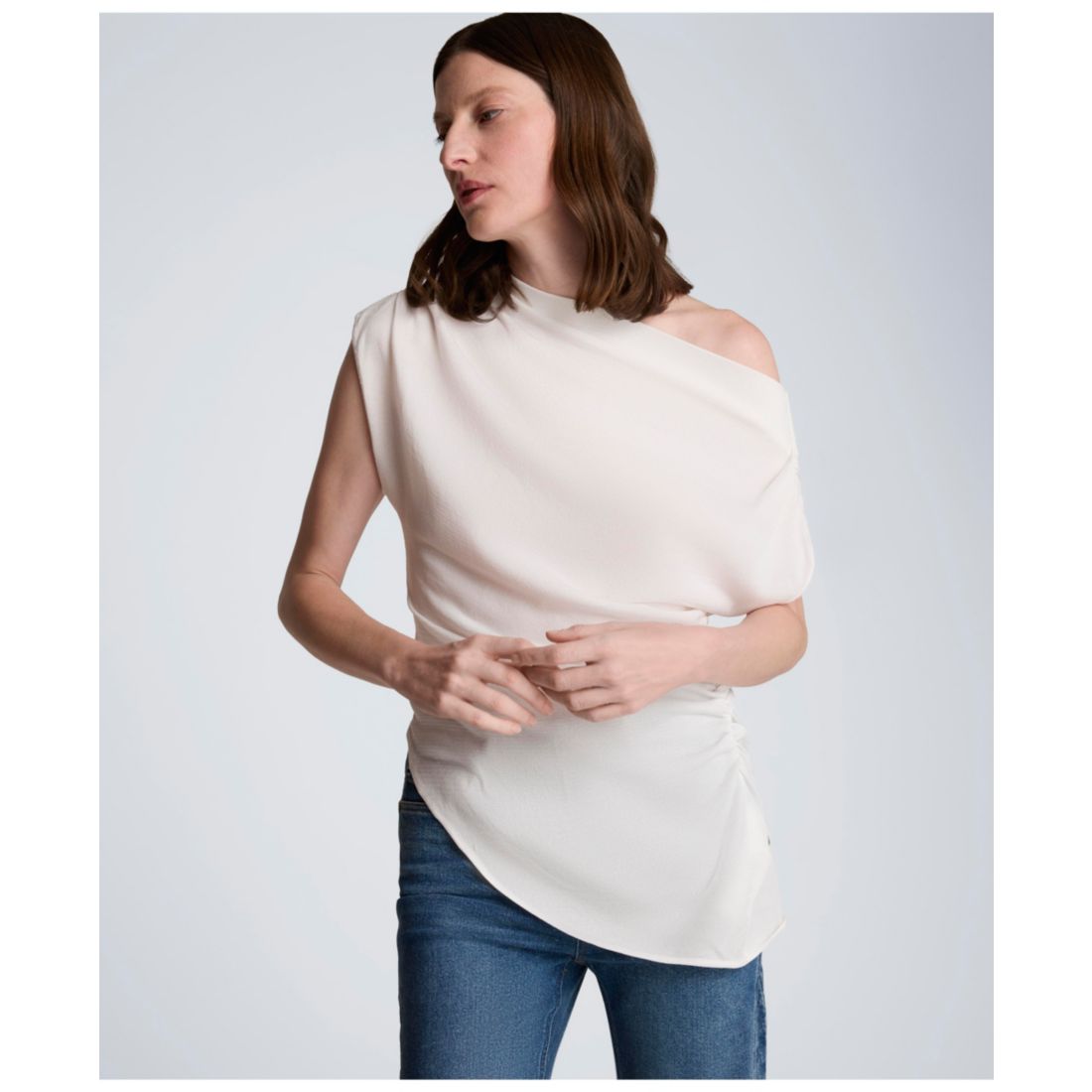 Kenneth Cole Women's Asymmetrical Drape Short-Sleeve Top