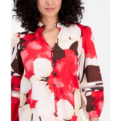 Anne Klein Petite V-Neck Button-Front Top