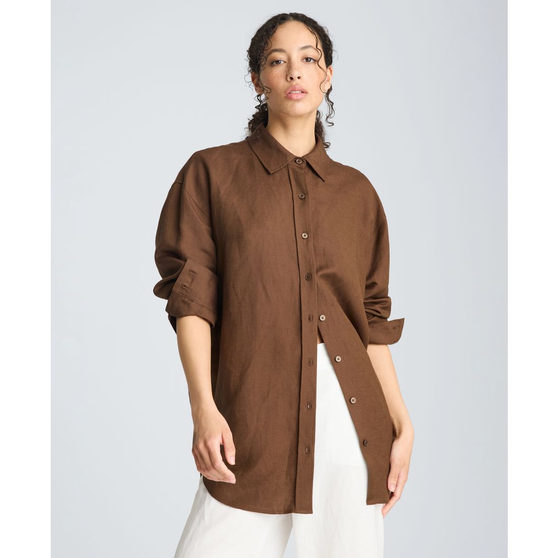 Kenneth Cole Women's Drop Shoulder Boyfriend Shirt