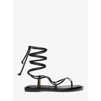 Khloe Embellished Leather Lace-Up Sandal