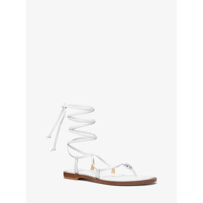 Khloe Embellished Leather Lace-Up Sandal