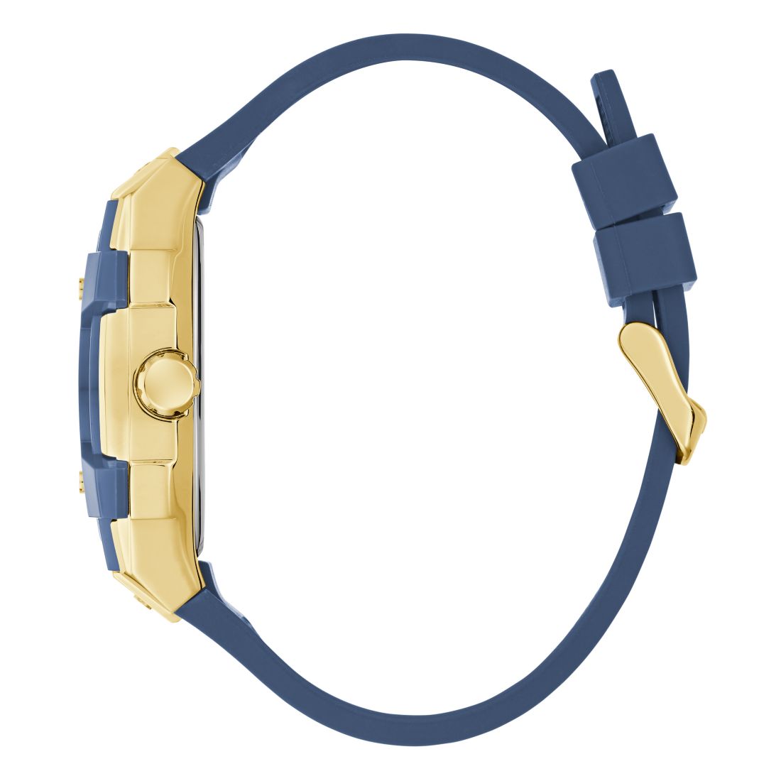 Guess Men's Gold-Tone Indigo Silicone Multi-Function Watch, 44mm