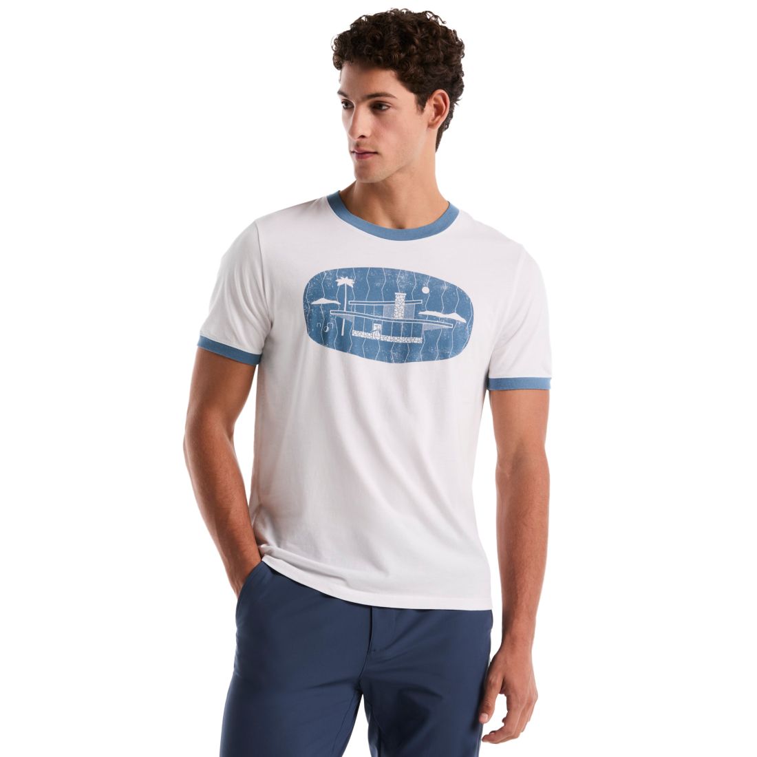 Original Penguin Men's Graphic Applique Logo Short Sleeve Jersey T-Shirt