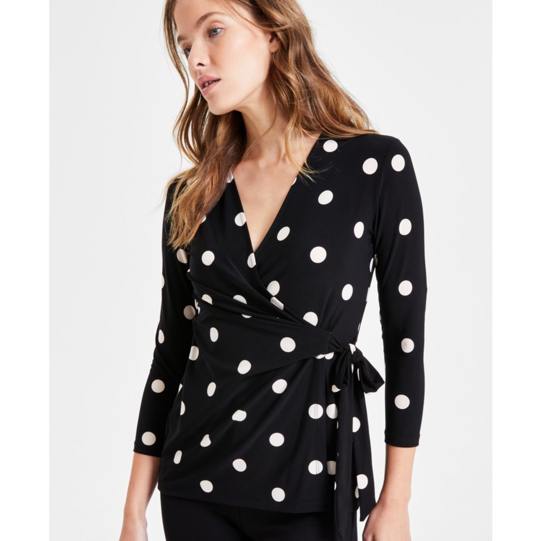 Anne Klein Printed Tie-Waist Top