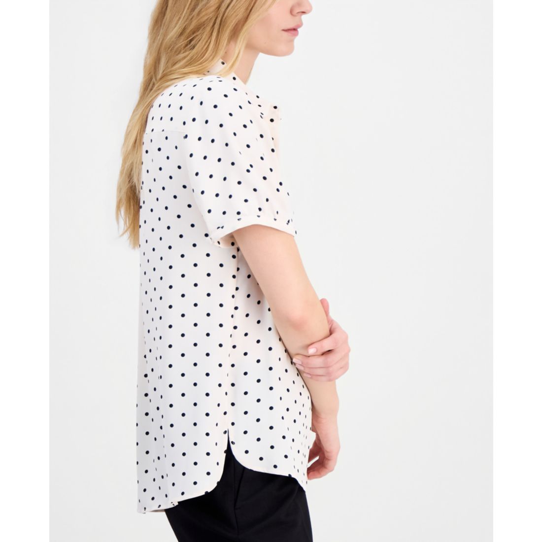 Anne Klein Cap-Sleeve Button-Up Blouse