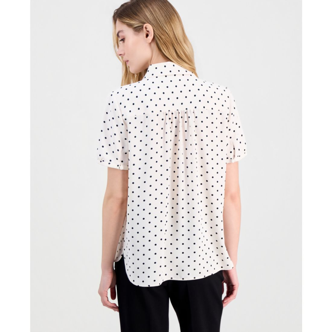 Anne Klein Cap-Sleeve Button-Up Blouse