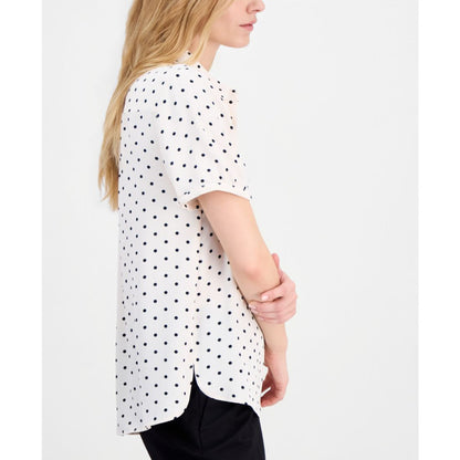 Anne Klein Cap-Sleeve Button-Up Blouse