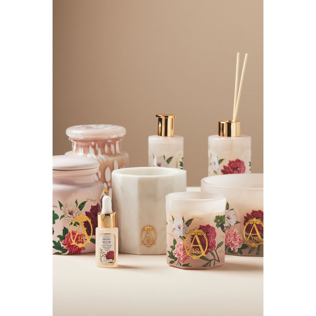 Apothecary 18 Floral Peony Blush Ceramic Jar Candle by Apothecary 18 by Anthropologie