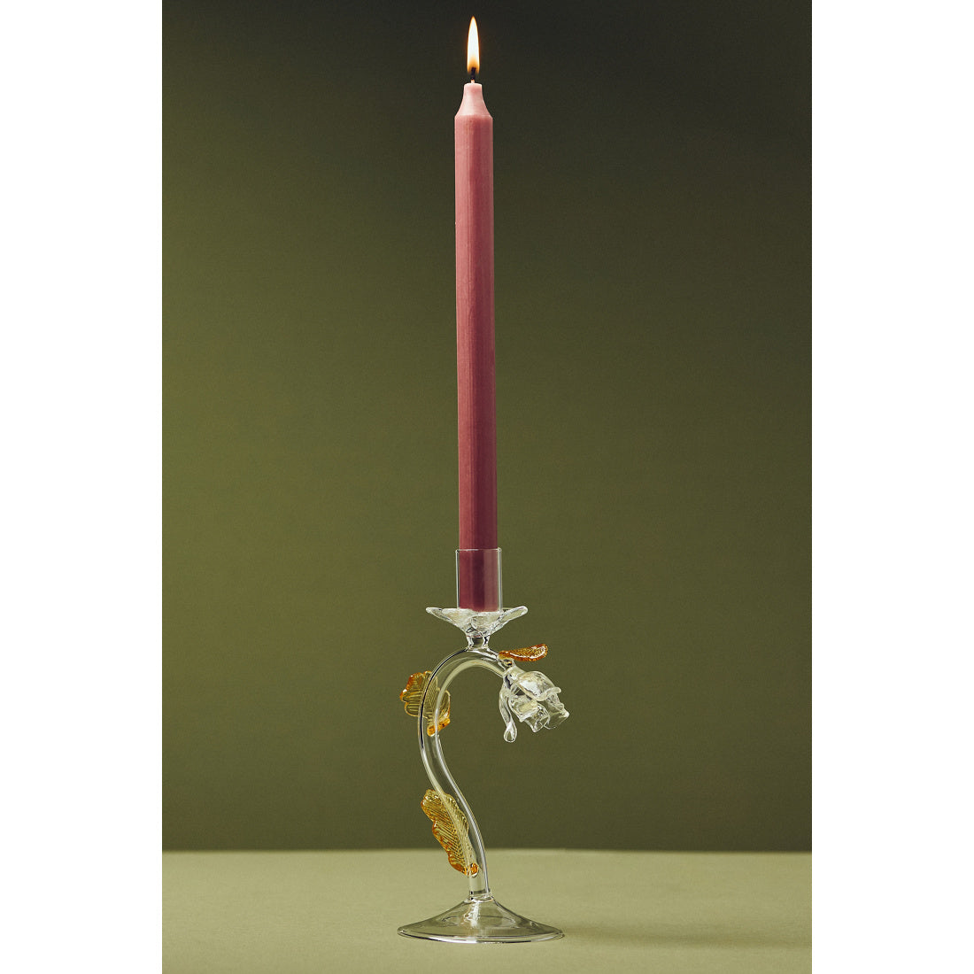 Amber Clear Floral Candle Holder by Anthropologie, Size: Medium