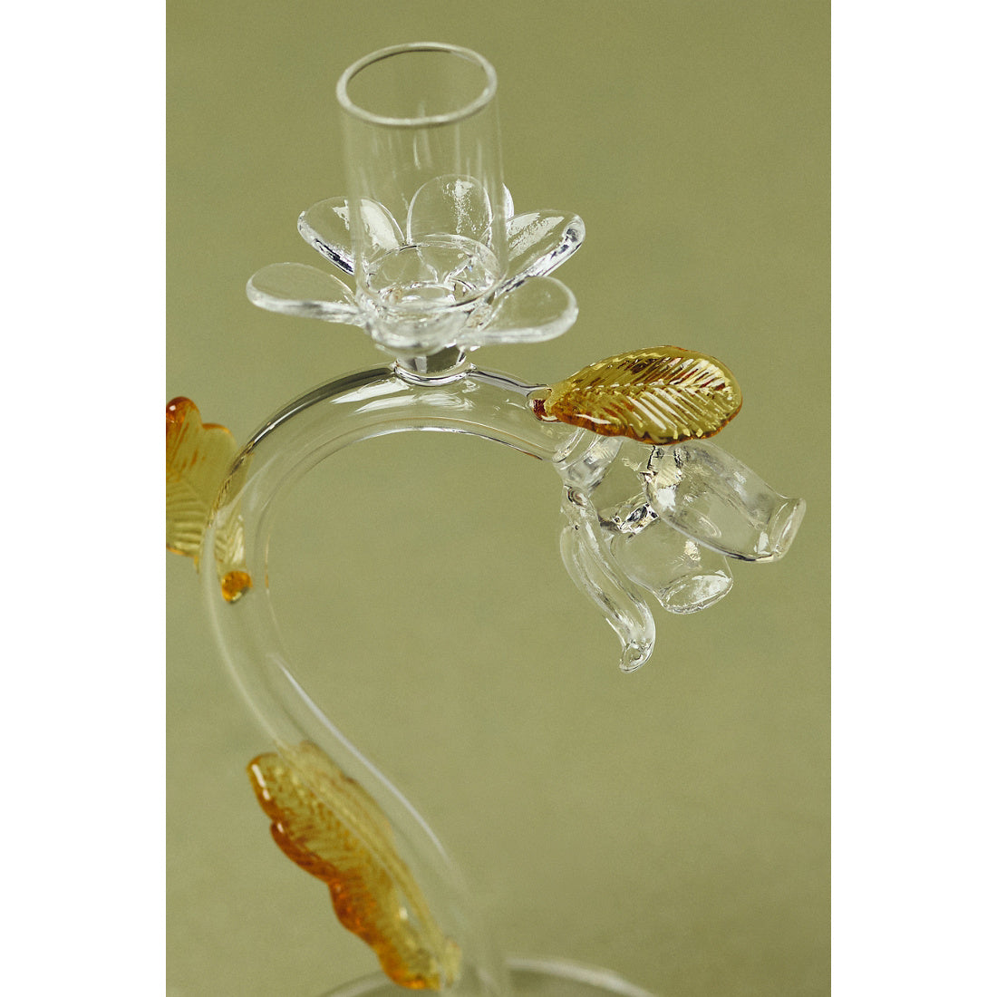 Amber Clear Floral Candle Holder by Anthropologie, Size: Medium