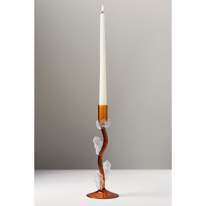 Amber Clear Floral Candle Holder by Anthropologie, Size: Medium