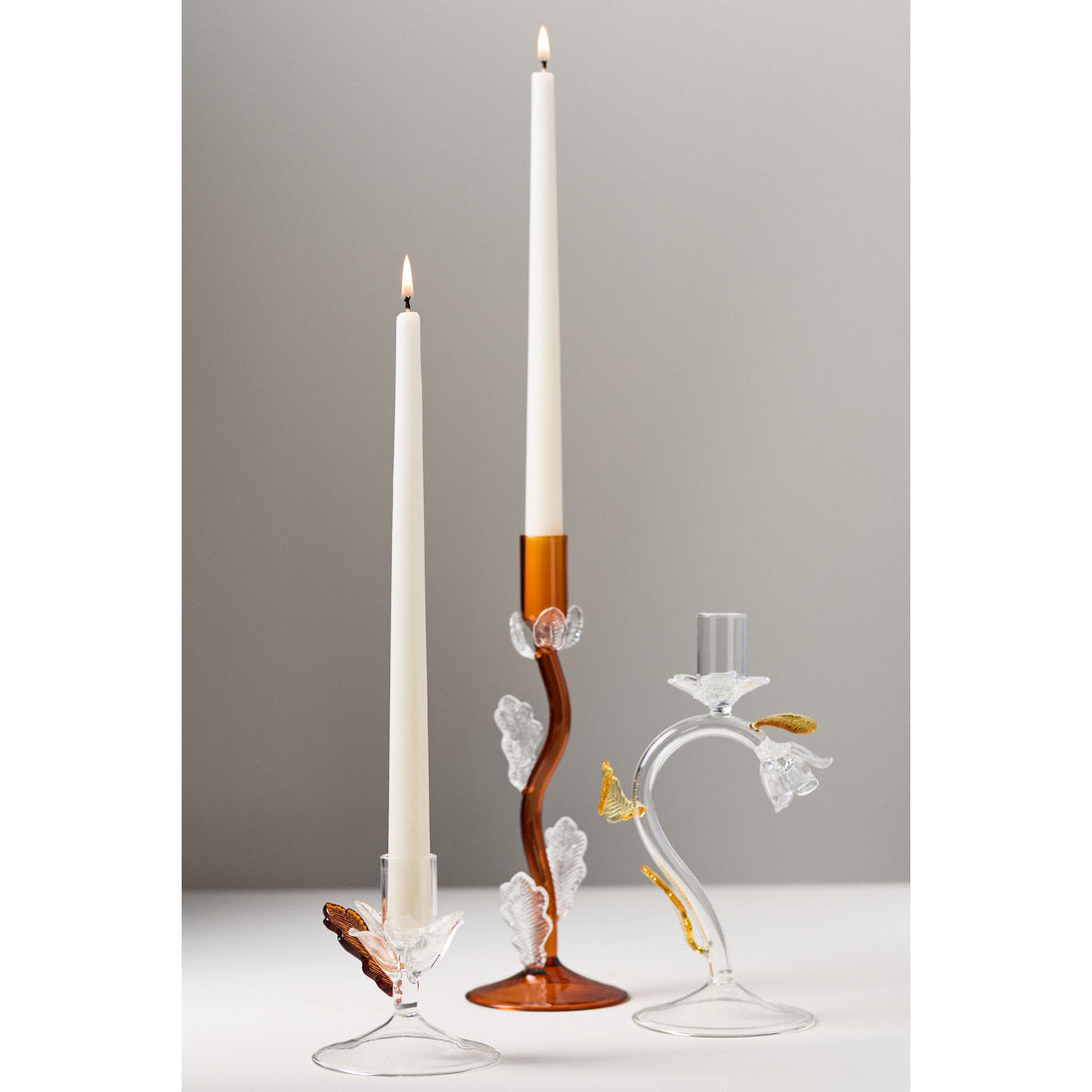 Amber Clear Floral Candle Holder by Anthropologie, Size: Medium