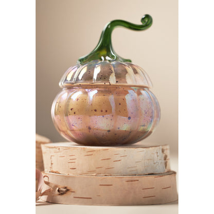 Woody White Birch & Pumpkin Mini Glass Pumpkin Candle by Anthropologie
