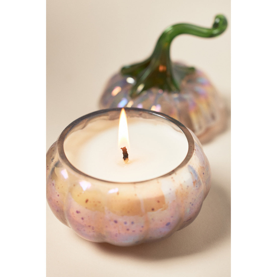 Woody White Birch & Pumpkin Mini Glass Pumpkin Candle by Anthropologie