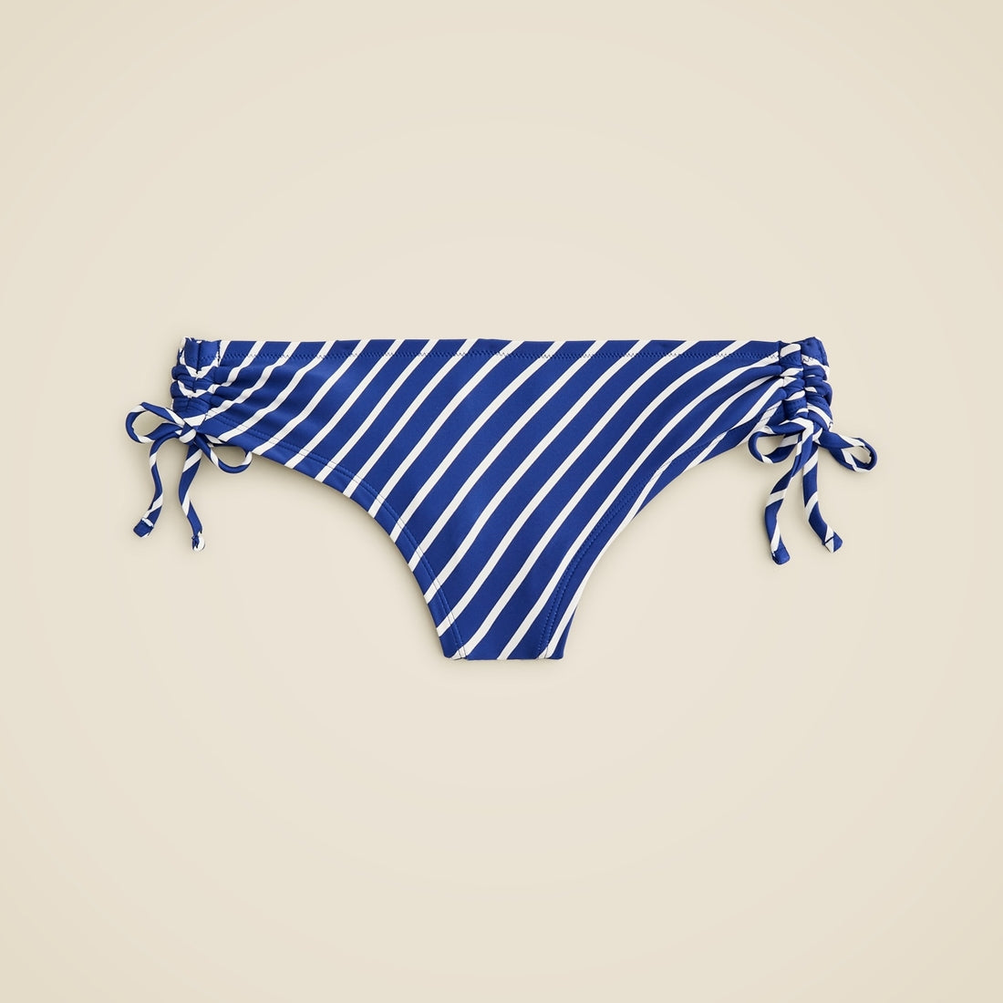 Ruched side-tie swim short in stripe