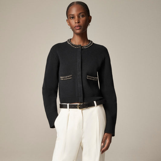 New relaxed Emilie sweater lady jacket with jewel trim