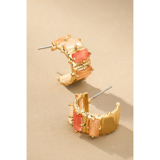 Crystal Baguette Huggie Hoop Earrings by Anthropologie
