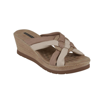 Womens Slip On Open Toe Wedge Sandals
