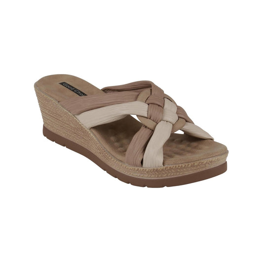 Womens Slip On Open Toe Wedge Sandals