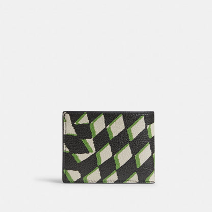 Coach Slim Billfold Wallet With Geo Check Print