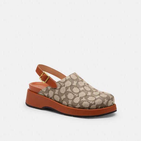 Coach Sculpted C Platform Clog In Signature Textile Jacquard