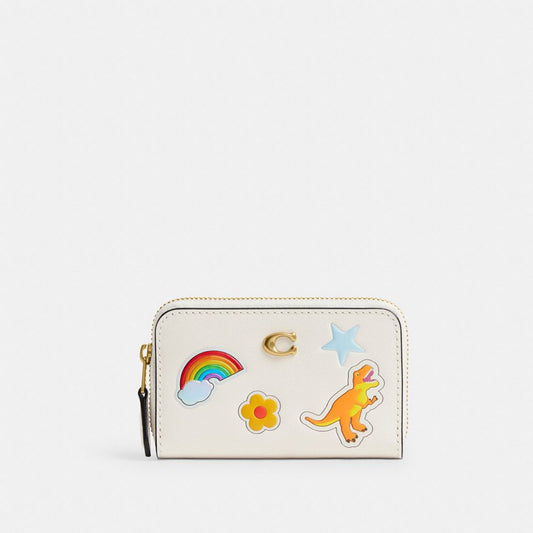 Coach Essential Small Zip Around Card Case With Sticker Print