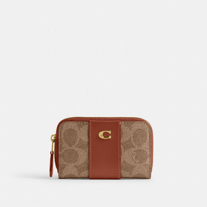 Coach Essential Small Zip Around Card Case In Signature Canvas