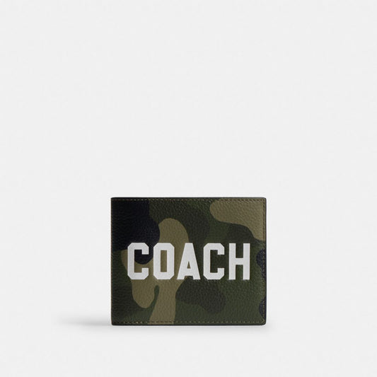 3 In 1 Wallet With Camo Print And Coach Graphic