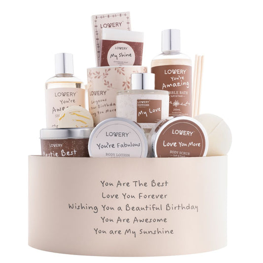 Birthday Gift Basket, Bath and Spa Gift Set for Women, Luxury Birthday Spa Gift Bo