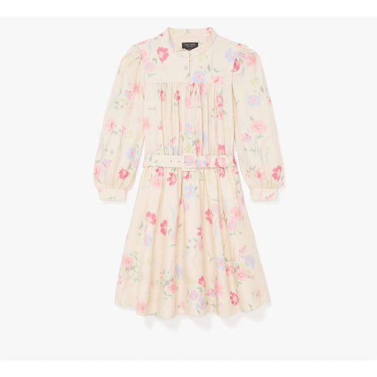 Whimsical Garden Belted Shirt Dress