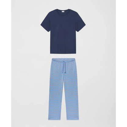 X LAKE Men's T-Shirt Pajamas Set in Blue Stripe